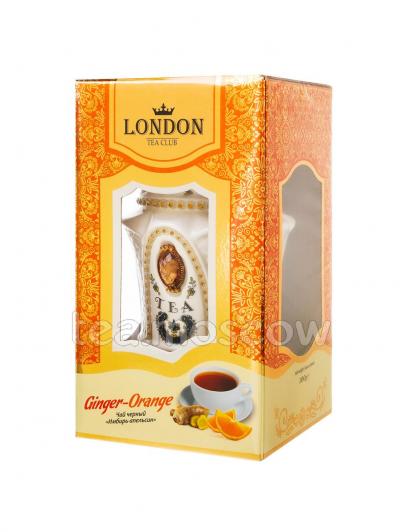 Lоndon Tea Club Черный чай Имбирь-апельсин 100 г в фарфоровой чайнице