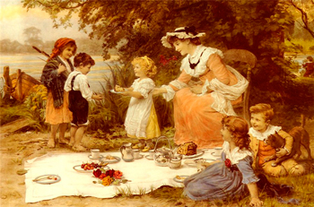 Английский чай на пикнике в саду