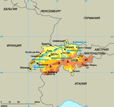 Карта Швейцарии