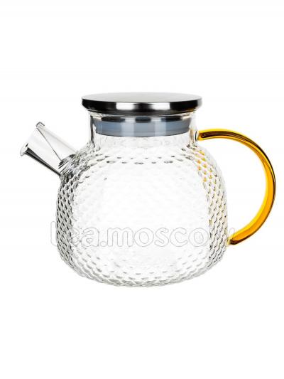 Чайник с желтой ручкой стекло 1000 мл (S-672)