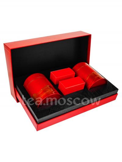 Коробка подарочная в подарочном пакете + 2 банки (красные) + коробки box-006