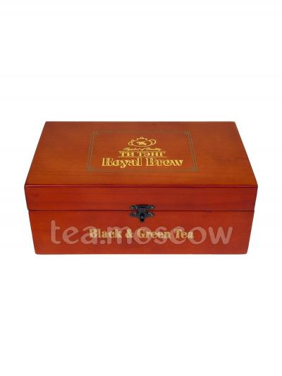 Подарочный набор Ти Тэнг в деревянной шкатулке Royal Brew чай листовой черный и зелёный 75 г