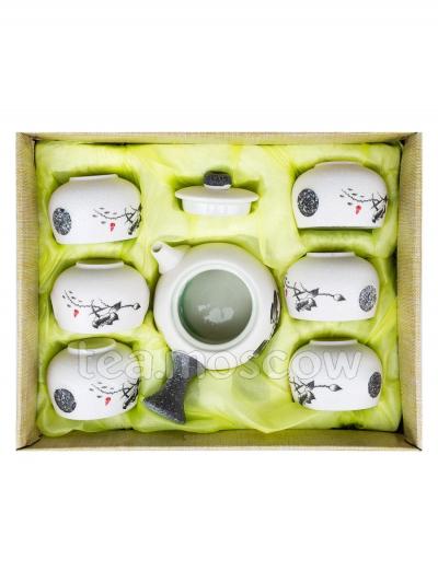 Чайный сервиз керамический Пятицветный пруд в подарочной коробке