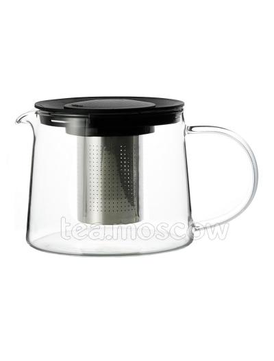 Чайник стеклянный с пластиковой крышкой и металлическим ситом 900 мл